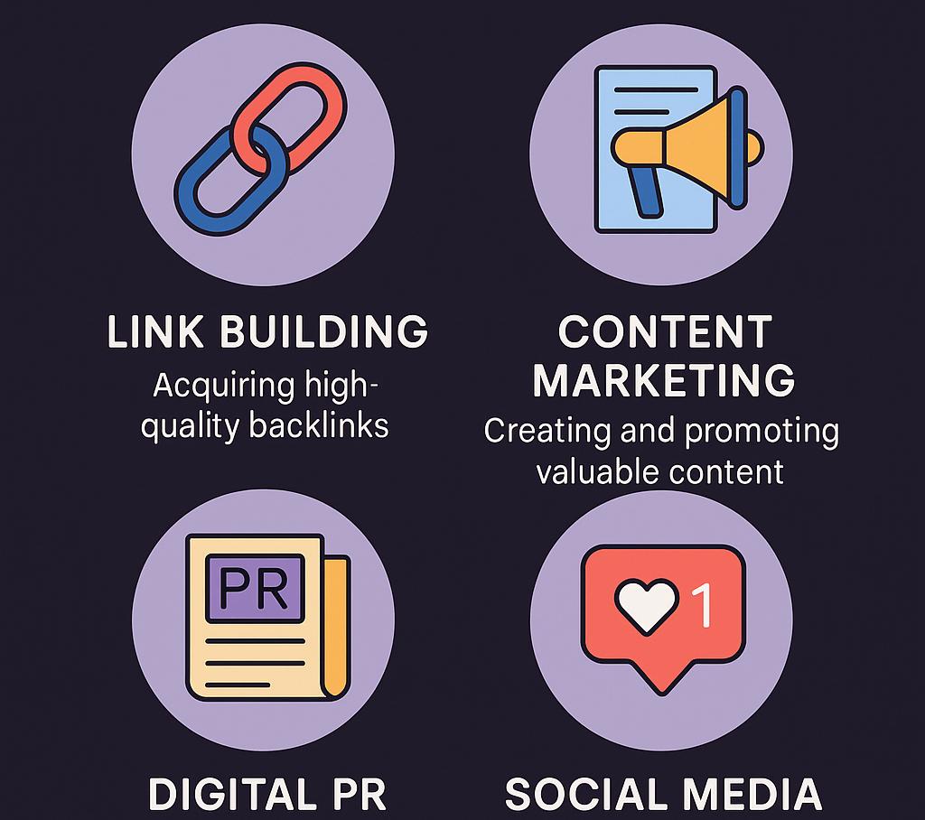 SEO expert analysing backlink strategies and digital PR campaigns for off-page optimization