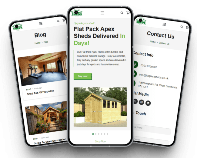 flatpack sheds mobile mockup