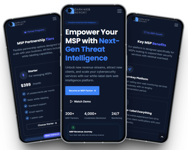 Dark Web Report mobile mockup