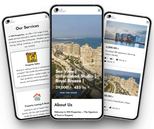 WH Properties mobile mockup