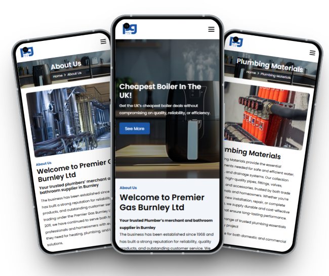 Premier Gas Burnley mobile mockups