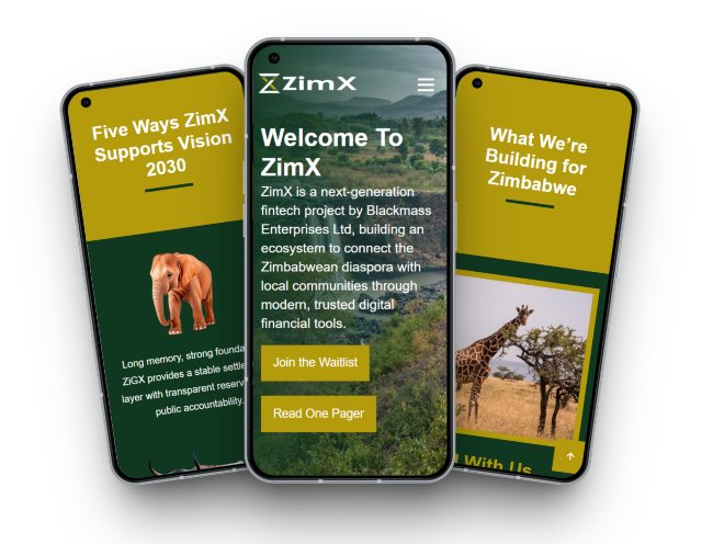 ZimX Finance mobile mockup