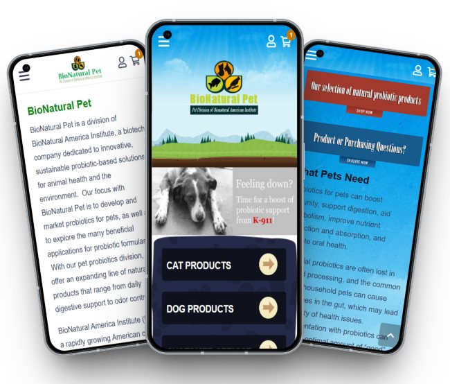 BioNatural Pet mobile mockup