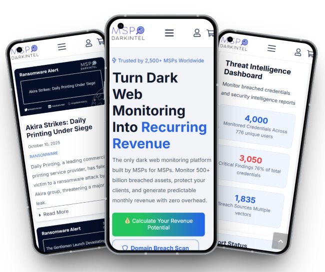 MSP DarkIntel mobile mockup