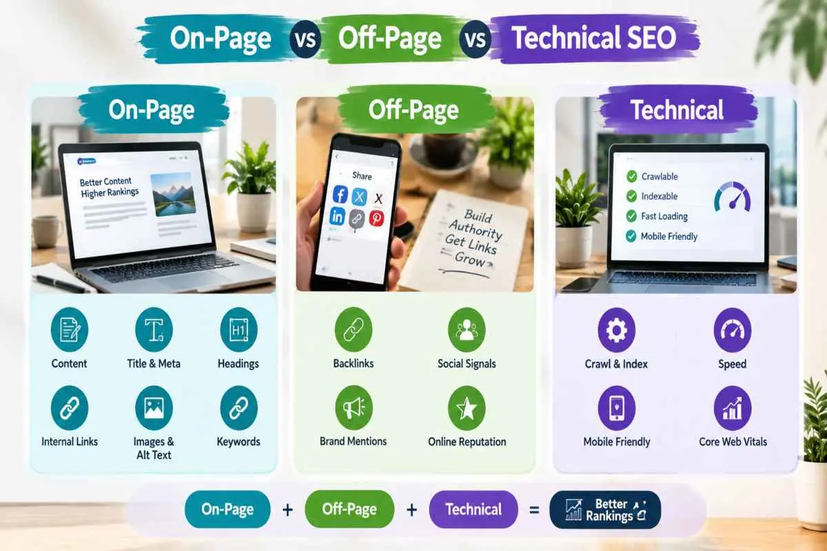 On-Page vs Off-Page vs Technical SEO