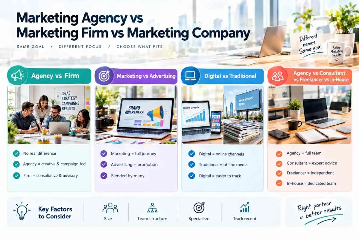 Marketing Agency vs Marketing Firm vs Marketing Company